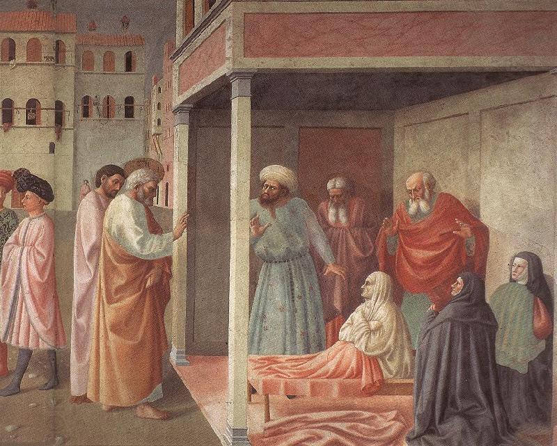 MASOLINO da Panicale Healing of the Cripple and Raising of Tabatha oil painting picture